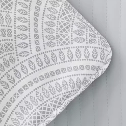Gray Scalloped Reversible 3-pc. King Quilt Set