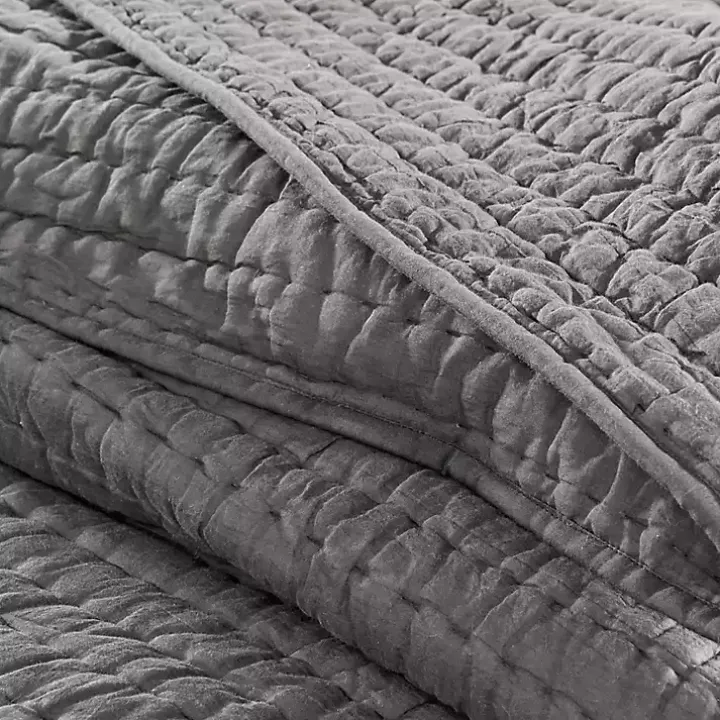 Gray Serene Quilted 3-pc. King Coverlet Set