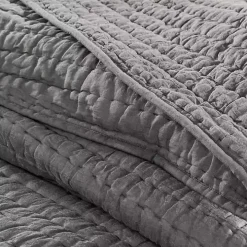 Gray Serene Quilted 3-pc. Queen Coverlet Set