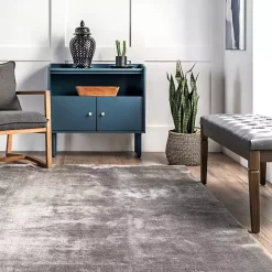 Gray Shag Washable Area Rug, 5x8