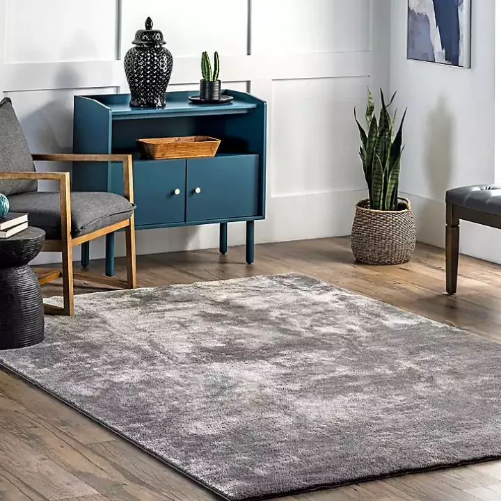 Gray Shag Washable Area Rug, 6x9