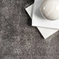 Gray Shag Washable Area Rug, 6x9