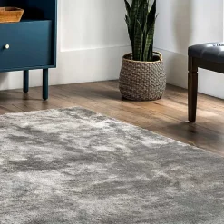 Gray Shag Washable Area Rug, 6x9