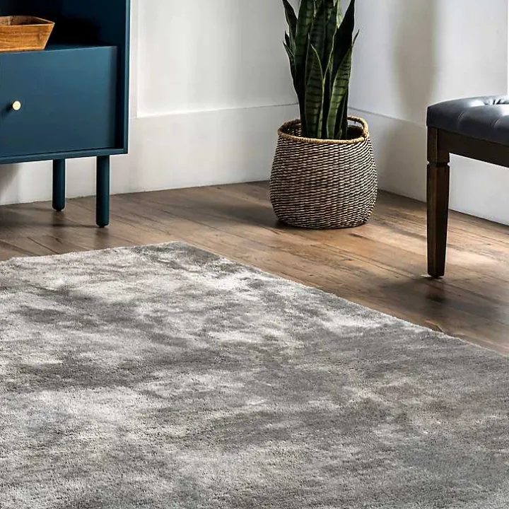 Gray Shag Washable Area Rug, 6x9