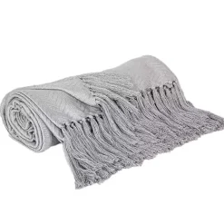 Gray Simple Chevron Tassel Throw