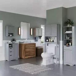 Gray Single Door 3-Drawer Cabinet