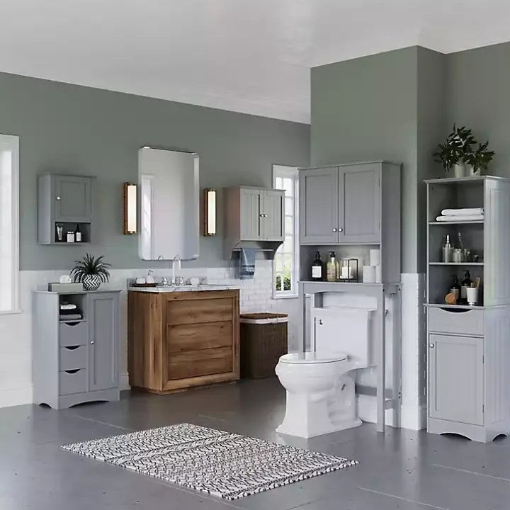 Gray Single Door 3-Drawer Cabinet
