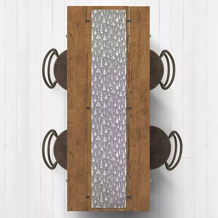 Gray Sketched Trees Table Runner, 90 in.