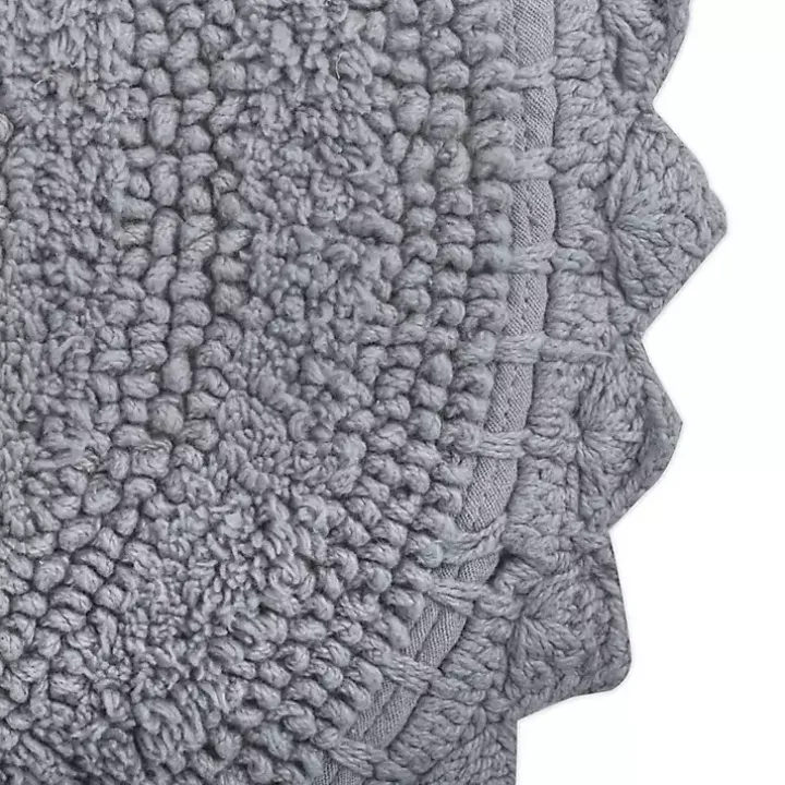 Gray Small Crochet Oval Bath Mat