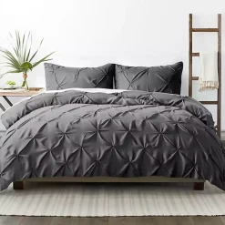 Gray Soft Pinched 3-pc. King Duvet Cover Set