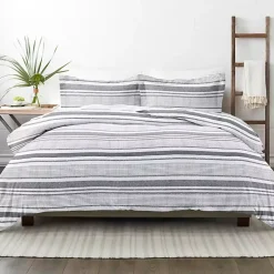 Gray Soft Striped 3-pc. Queen Duvet Cover Set