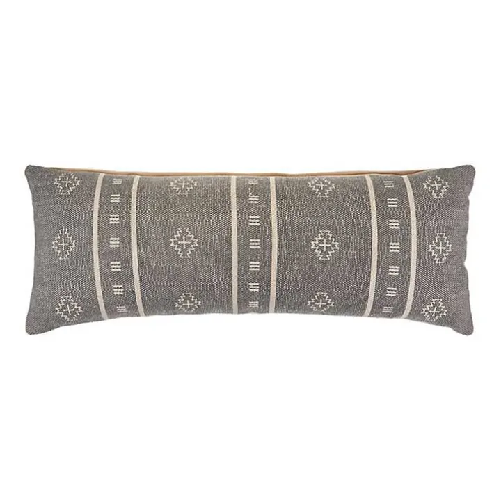 Gray Southwestern Geo Lumbar Pillow