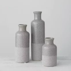 Gray Speckled Vases, Set of 3