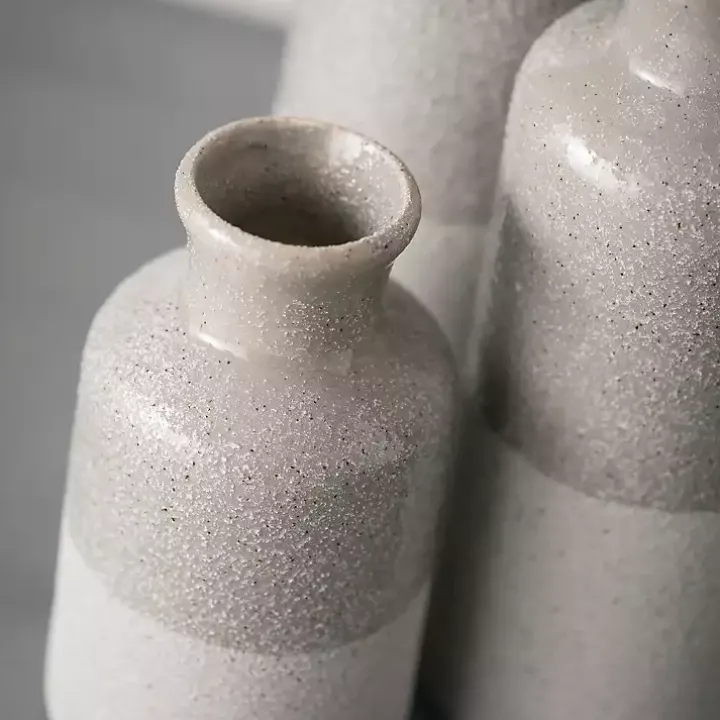 Gray Speckled Vases, Set of 3