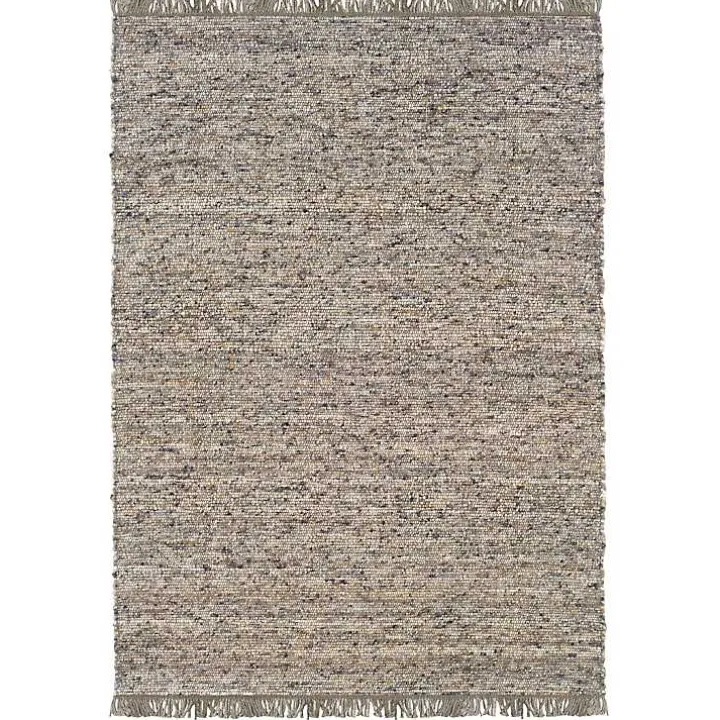 Gray Speckled Woven Wool and Jute Area Rug, 7x10