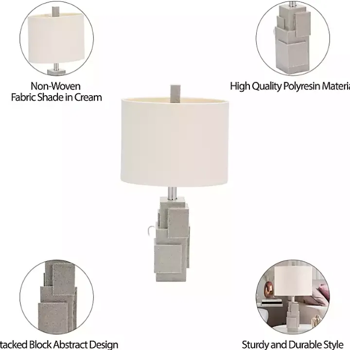 Gray Stacked Blocks Table Lamp