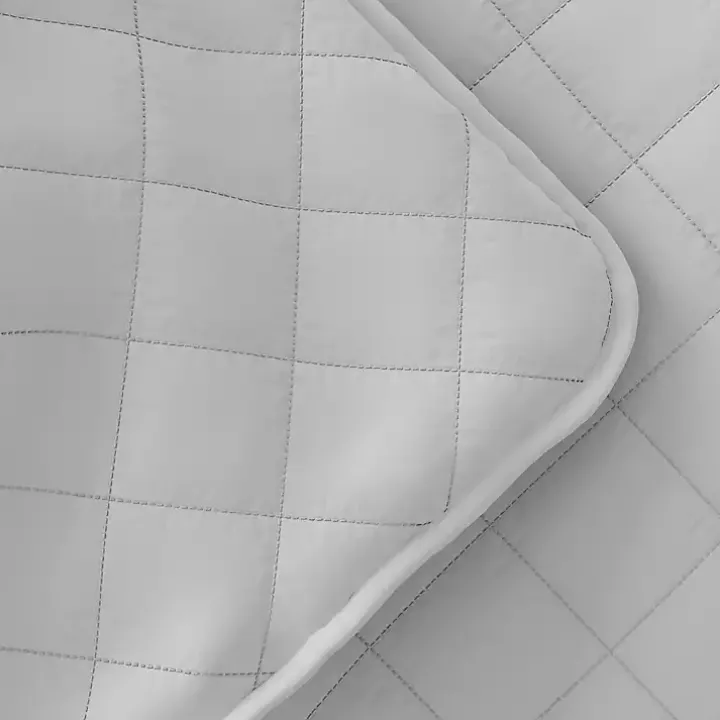 Gray Stitched Diamond 3-pc. Queen Quilt Set