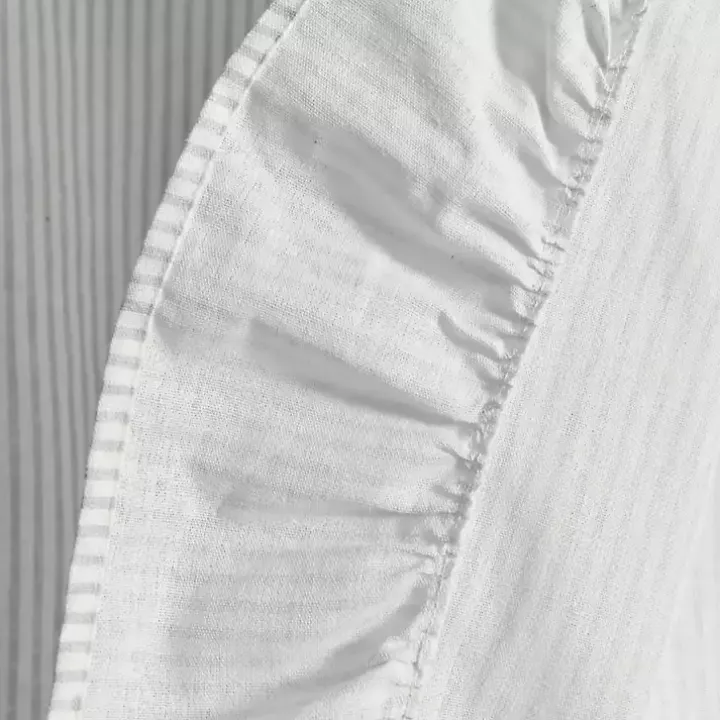 Gray Stripe Ruffled Curtain Panel Set, 84 in.