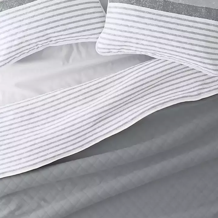 Gray Striped Reversible 2-pc. Twin Quilt Set