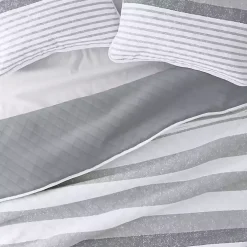 Gray Striped Reversible 3-pc. King Quilt Set