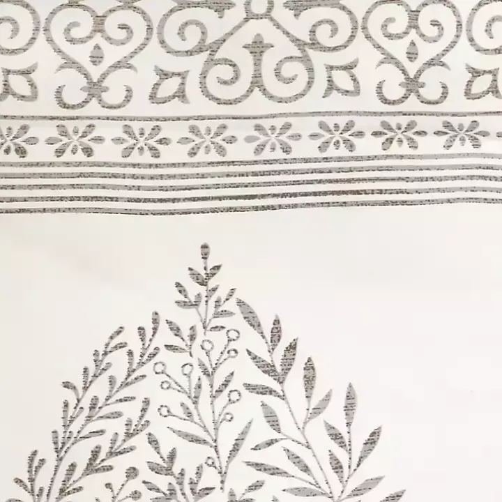 Gray Teardrop Leaves Curtain Panel Set, 84 in.