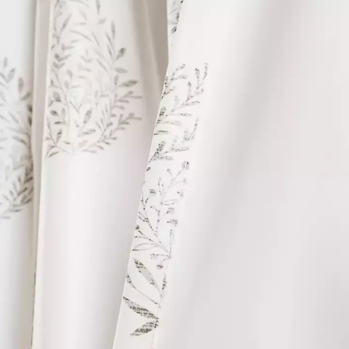 Gray Teardrop Leaves Curtain Panel Set, 95 in.