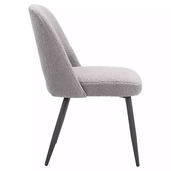 Gray Teddy Upholstered Dining Chairs, Set of 2