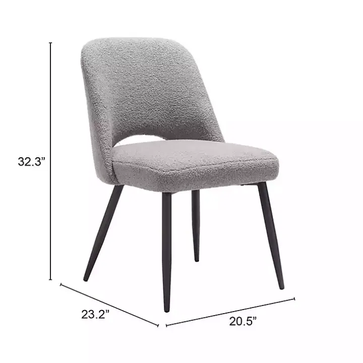 Gray Teddy Upholstered Dining Chairs, Set of 2