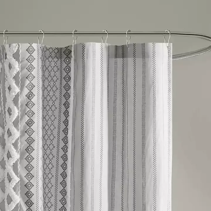 Gray Textured Chenille Shower Curtain