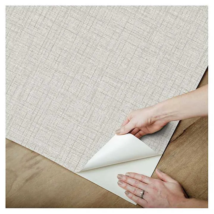 Gray Textured Faux Fabric Peel & Stick Wallpaper