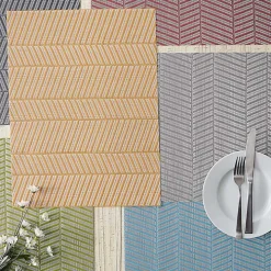 Gray Textured Twill Weave Placemats, Set of 6