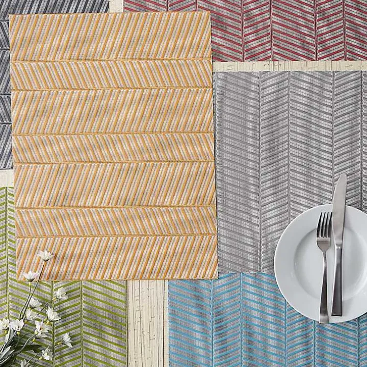 Gray Textured Twill Weave Placemats, Set of 6