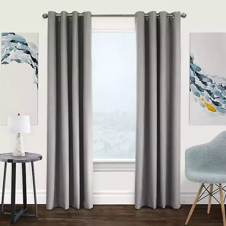Gray Thatched Blackout Curtain Panel, 63 in.