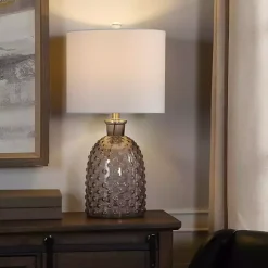Gray Tinted Glass Jar Table Lamp