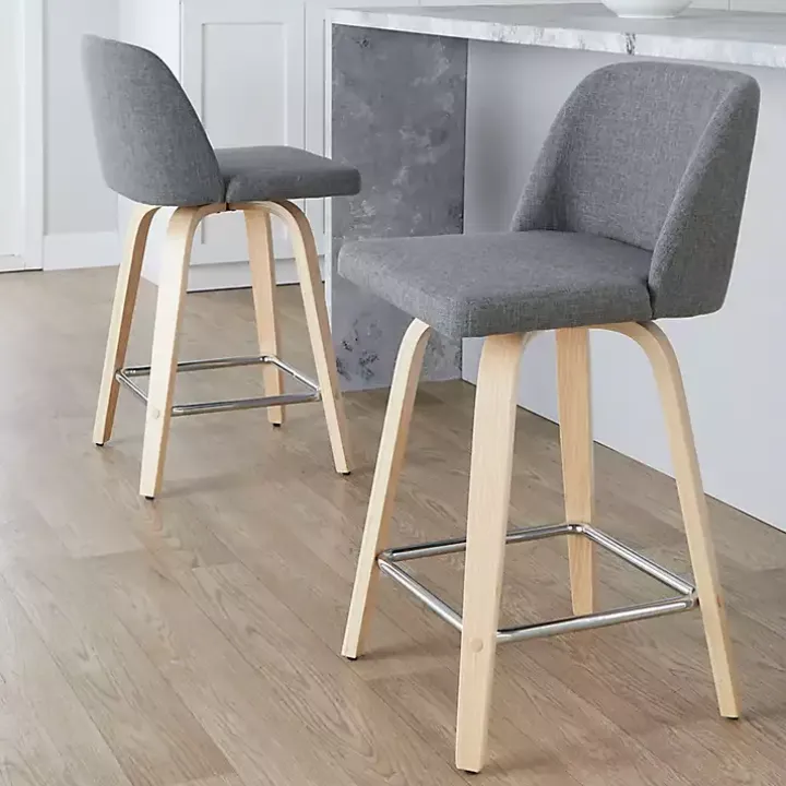Gray Torino Upholstered Counter Stools, Set of 2