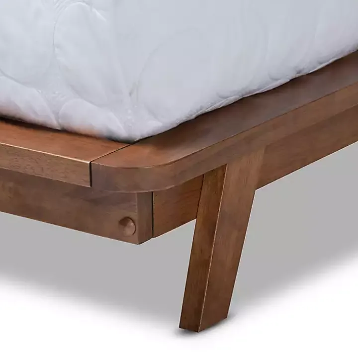 Gray Tufted and Natural Walnut King Platform Bed