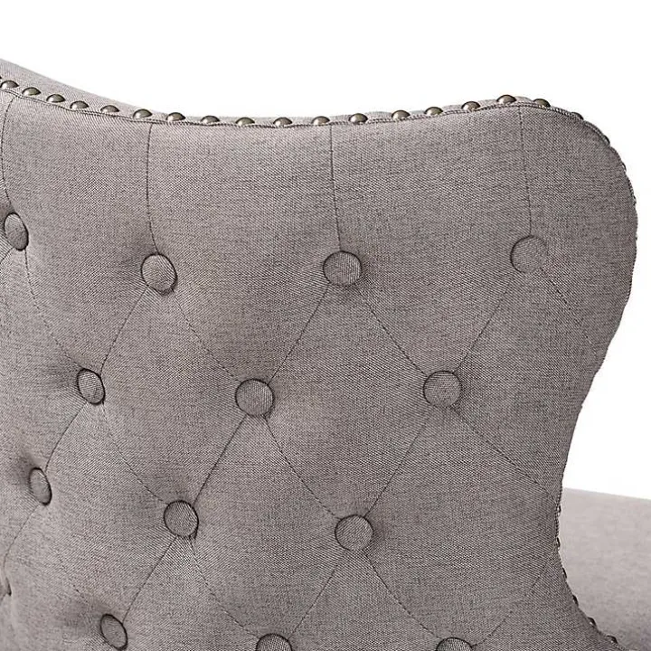 Gray Tufted Back Swivel Counter Stools, Set of 2