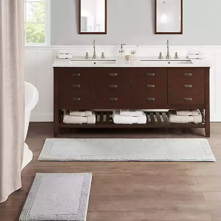 Gray Tufted Reversible Bath Mat, 34 in.
