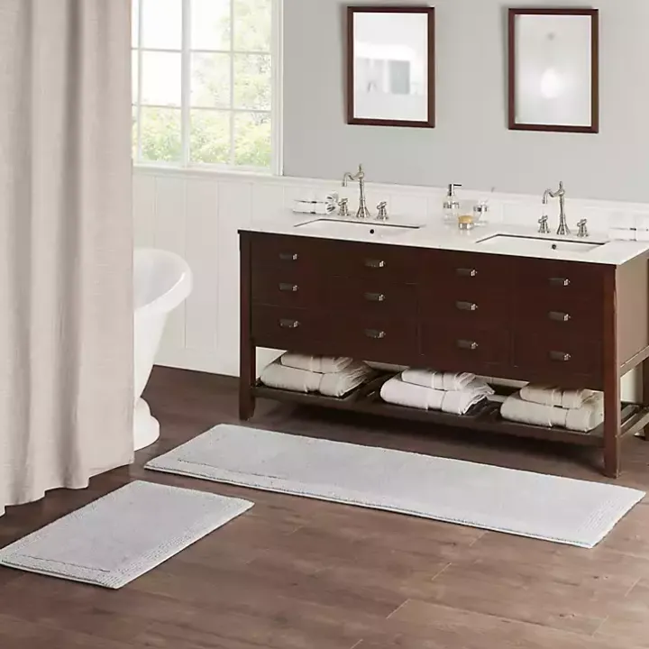 Gray Tufted Reversible Bath Mat, 34 in.