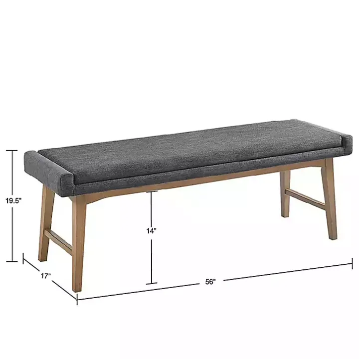 Gray Upholstered and Wood Legs Bench