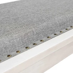 Gray Upholstered Antique White Quin Bench