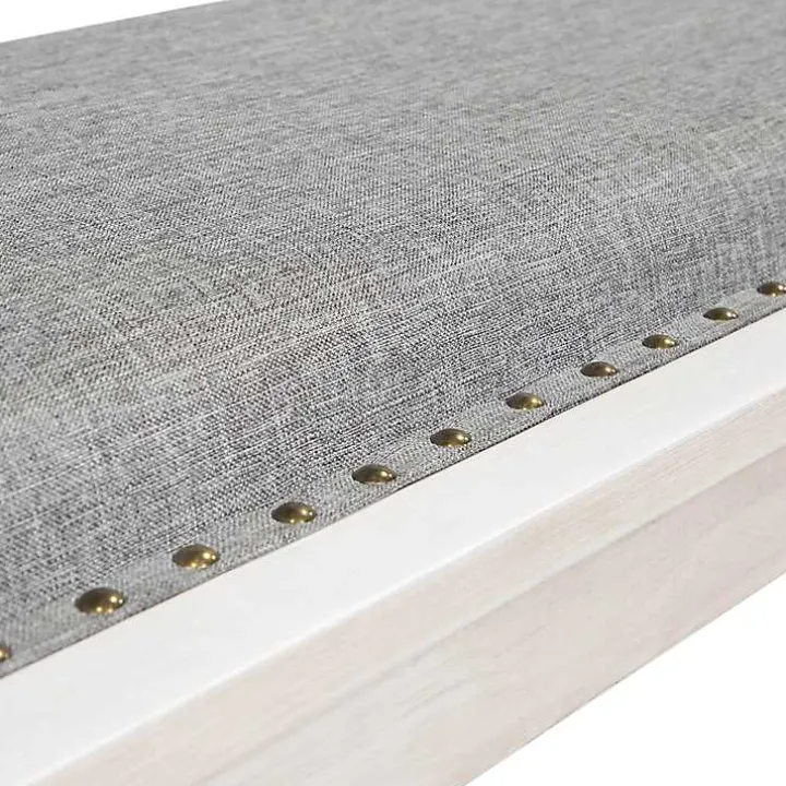 Gray Upholstered Antique White Quin Bench