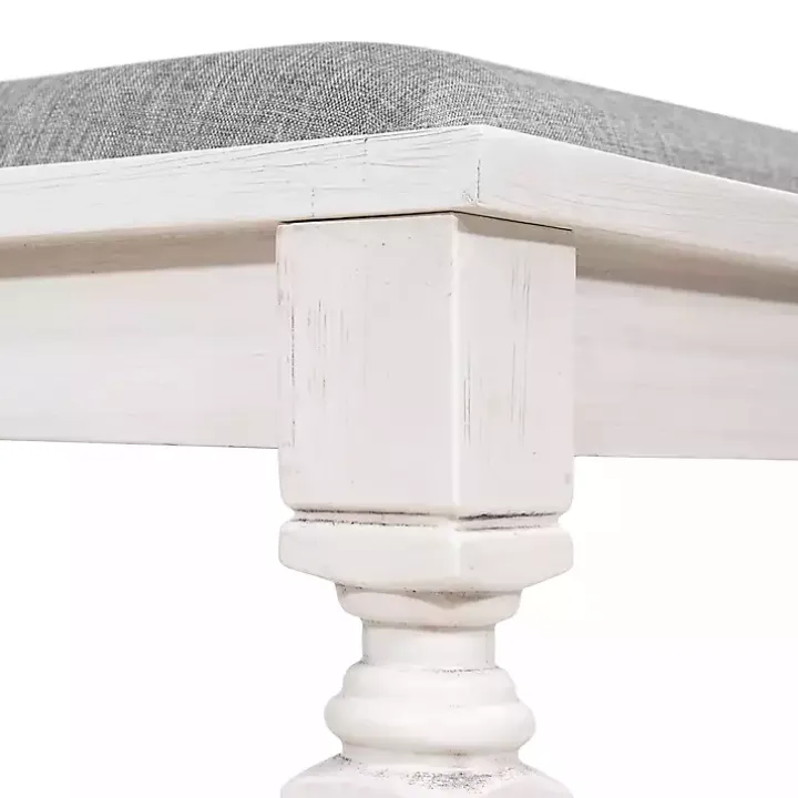 Gray Upholstered Antique White Quin Bench