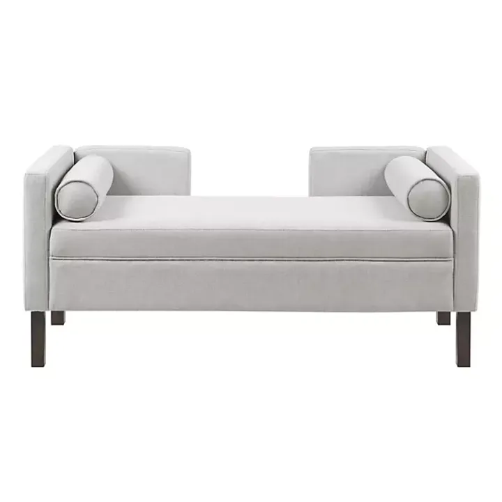 Gray Upholstered Modern Split Back Bench
