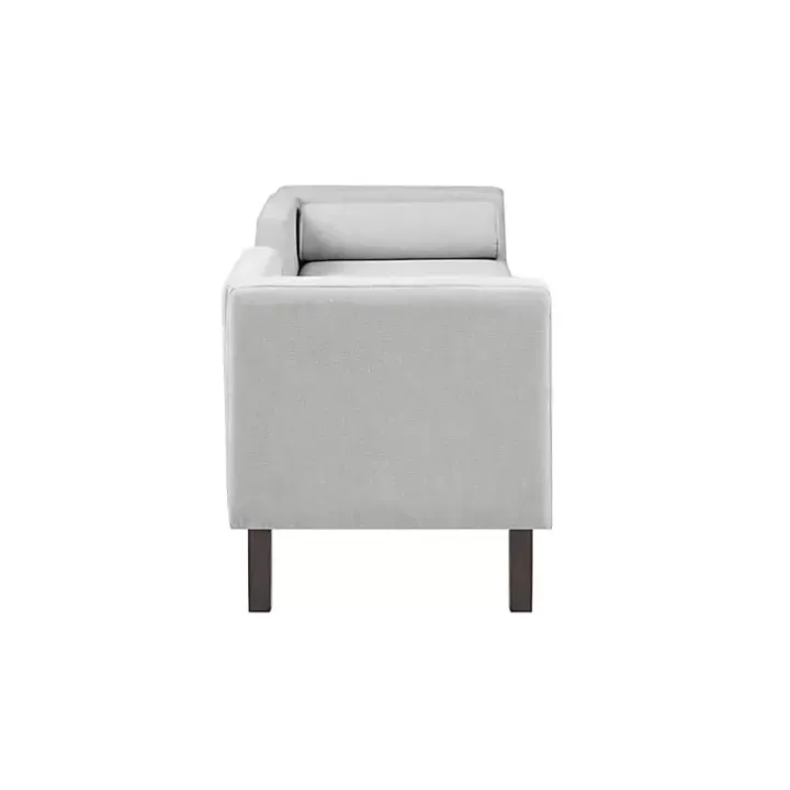 Gray Upholstered Modern Split Back Bench
