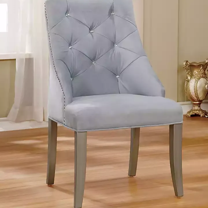 Gray Upholstered Wingback Dining Chairs, Set of 2