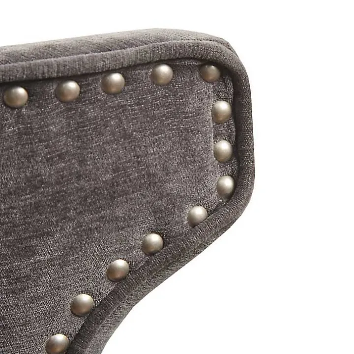 Gray Upholstered Wood Swivel Counter Stool