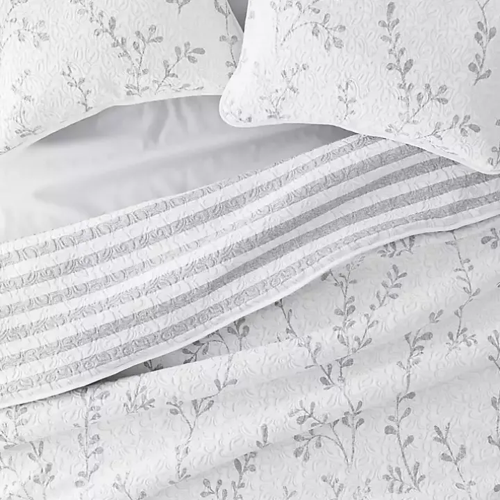 Gray Vines Reversible 2-pc. Twin Quilt Set