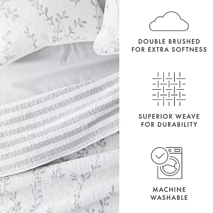 Gray Vines Reversible 2-pc. Twin Quilt Set