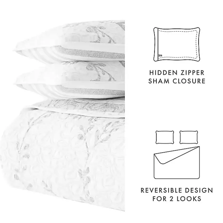 Gray Vines Reversible 2-pc. Twin Quilt Set